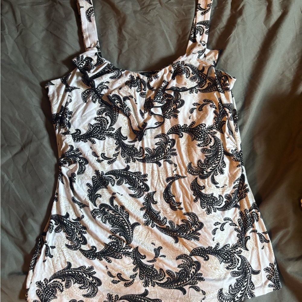 White House Black Market Black and White Paisley Camisole